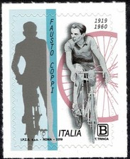2019 REPUBBLICA ITALIANA n. 3984 CENT. NASCITA FAUSTO COPPI 1 V. ADESIVO MF10436
