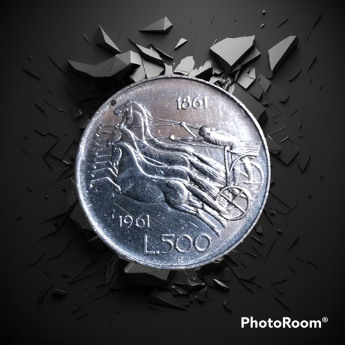 Moneta argento 500 lire - moneta,