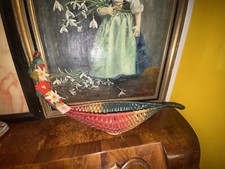 CESTINO IN VIMINI LENCI CON FIORI ANNI 40/50 COLORI PERFETTI