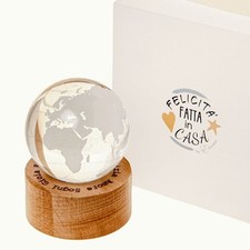 LIGHT Mappamondo su base di legno con luce led 6x8 cm BOMBONIERA 1CSK