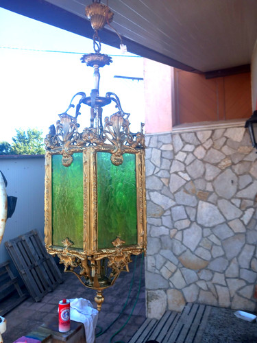 Lampadario masso ottone - lampadario, in