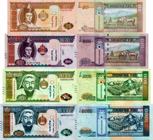 Mongolia lotto 4 banconote - mongolia,