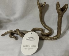 Portacandele nuovo soglia Halloween 6" metallo oro 2 serpenti conici