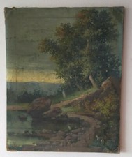 Paesaggio - antico dipinto olio su tela  -no firma. Difetti evidenziati in foto
