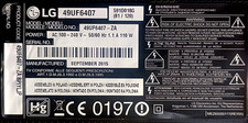 RICAMBI PER TV LG 49UF6407