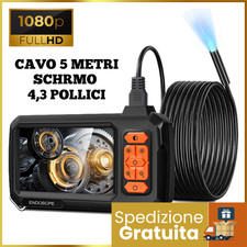 Telecamera Endoscopica 5M 1080P Display 4,3 Pollici Sonda LED per Ispezione Tubi