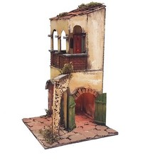 Casolare antico napoletano stile 700 per presepe con luce 25x25x40 cm