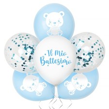 24pz Palloncini Battesimo Bambino, Scritta Il Mio Battesimo, Addobbi Allestiment