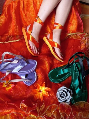 Satin flip flops - with, strap