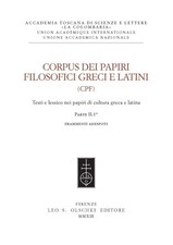 Libro Nuovo - Corpus Dei Papiri Filosofici Greci E Latini. Testi E Lessico Nei P