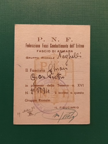 Tessera fasci all estero - tessera,