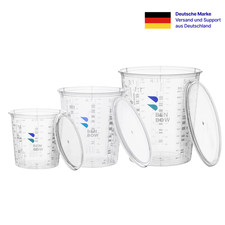 Tazza miscelatore con coperchio e scala | Per lavori di verniciatura e resina epossidica