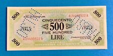 500 LIRE AM – LIRE FORATO FALSO  BILINGUE OCCUPAZIONE ALLEATA SERIE AA FDS