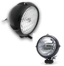  Faro anteriore nero 4.5" moto Harley custom bobber chopper old school alluminio