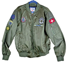 Giacca Bomber Croce Svizzera Uomo Media Militare Servizi Armati Patch Sceriffo