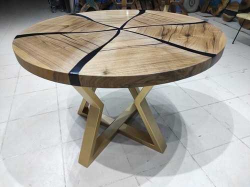 Tavolo tondo nero fatto mano - fatto, a