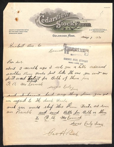 1920 cedarview stock farm - cedarview,