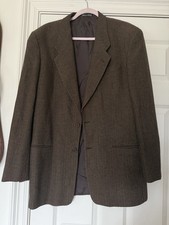 Blazer Vintage Giorgio Armani Saks Tweed Chevron Spina di Pesce Lana Cashmere Tg 40