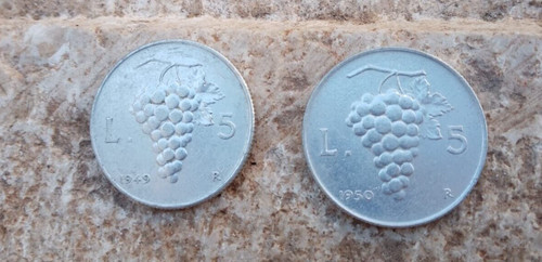 Monete lire con uva 1949 - 5,
