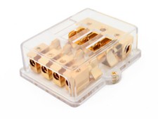 Blocco distribuzione fusibili SinusLive SB3-4 AGU/SG per 4 fusibili SG placcato oro