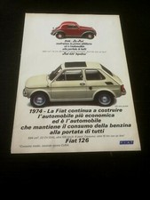 1974 FIAT 126 BIANCA TETTO APRIBILE AUTO PUBBLICITA VINTAGE AD EPOCA