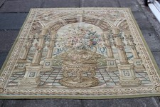 Arazzo Aubusson Verde Originale Fatto A Mano Design Francese Vintage 220X145cm