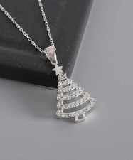 Ciondolo donna fantasia 1,5 ct taglio tondo bianco creato in laboratorio placcato oro bianco 14 kt