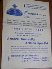 Vecchio depliant pubblicitario FARNESINA Articoli Sportivi BOLOGNA 1965 attrezzi
