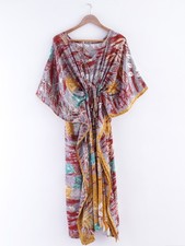 Vintage Boho Seta Kaftano Maxi