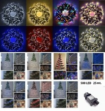 Luci di Natale Catena luminosa per interno esterno cavo verde 500 led 25 Metri