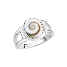 Anello da donna Vivance in argento sterling 925/- rodiato con conchiglia bianca
