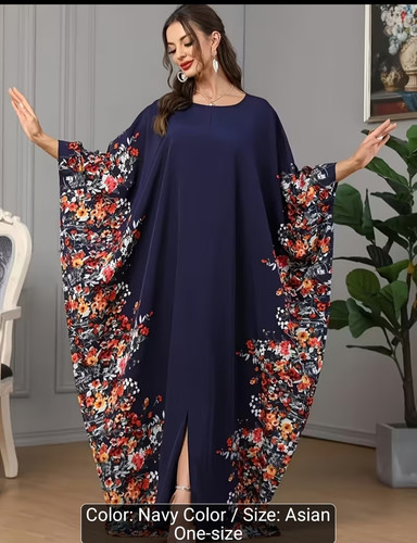 Abito lungo caftano blu - , navy