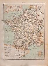 Carta geografica antica FRANCIA ante 1° guerra mondiale 1910 Antique map