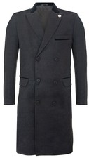 Cappotto uomo 3/4 grigio lungo doppiopetto Crombie soprabito lana paraocchi a punta