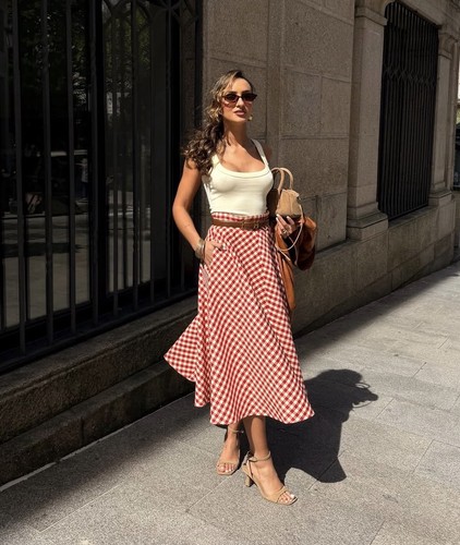 Gonna midi zara gingham - midi,