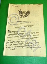 Decreti Regno Sardegna Torino Tassa Trasporto Bestiame sulla Strada Ferrata 1854