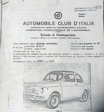 FIAT GIANNINI 650 GT COPIA SCHEDA OMOLOGAZIONE DA ORIGINALE DELL'EPOCA (386)