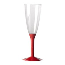 100 Flute in plastica con gambo ROSSO - Flutes rigido monouso - Calici da Spuman