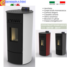 STUFA PELLET Rotonda 9Kw Ventilata A+ 4 STELLE Antracite Bianco Bordeaux 226 m3