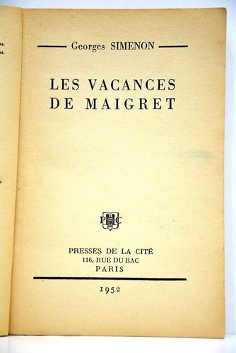 Simenon les vacances - simenon, de