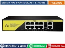 SWITCH POE GIGABIT ETHERNET 10 PORTE 8 PORTE POE + 2 PORTE UPLINK RJ45 1000 MBPS