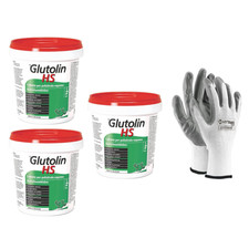 COLLA PER POLISTIROLO ESTRUSO GLUTOLIN DEPRON PANNELLI ISOLANTI 3x1 Kg + Guanti