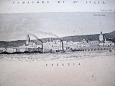 Antiche Stampe - Due vedute della Costa di Catania dal mare - 1900