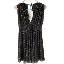 Zara Mini Abito Nero Oro Pois