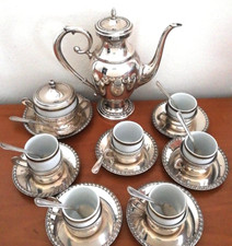 TOGNANA ARGENTO 1000 SET TAZZINE CAFFÈ RIGA ORO CAFFETTIERA ZUCCHERIERA PIATTINI