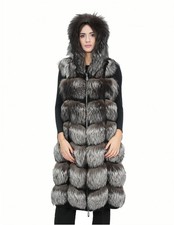 Gilet lungo in pelliccia di