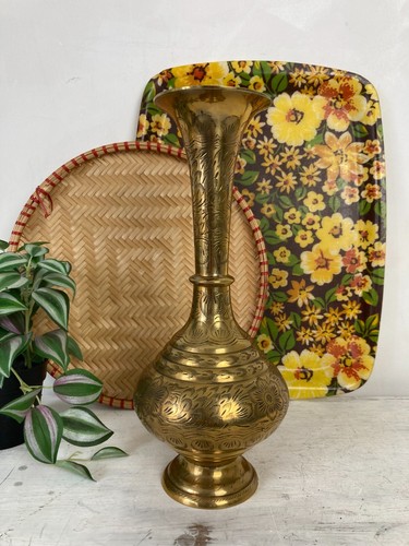 Vintage floral etched brass - vintage,