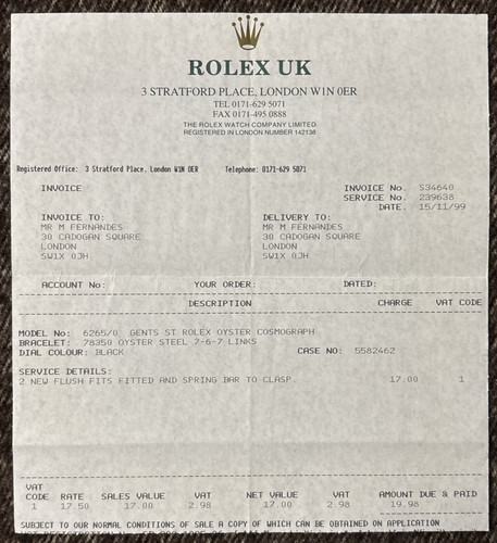 Rolex service certificate - rolex,