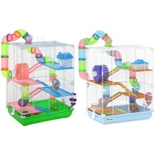 PawHut Gabbia per Criceto in Metallo e Plastica a 5 Livelli