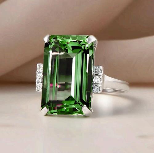 Anello taglio smeraldo verde - anello,